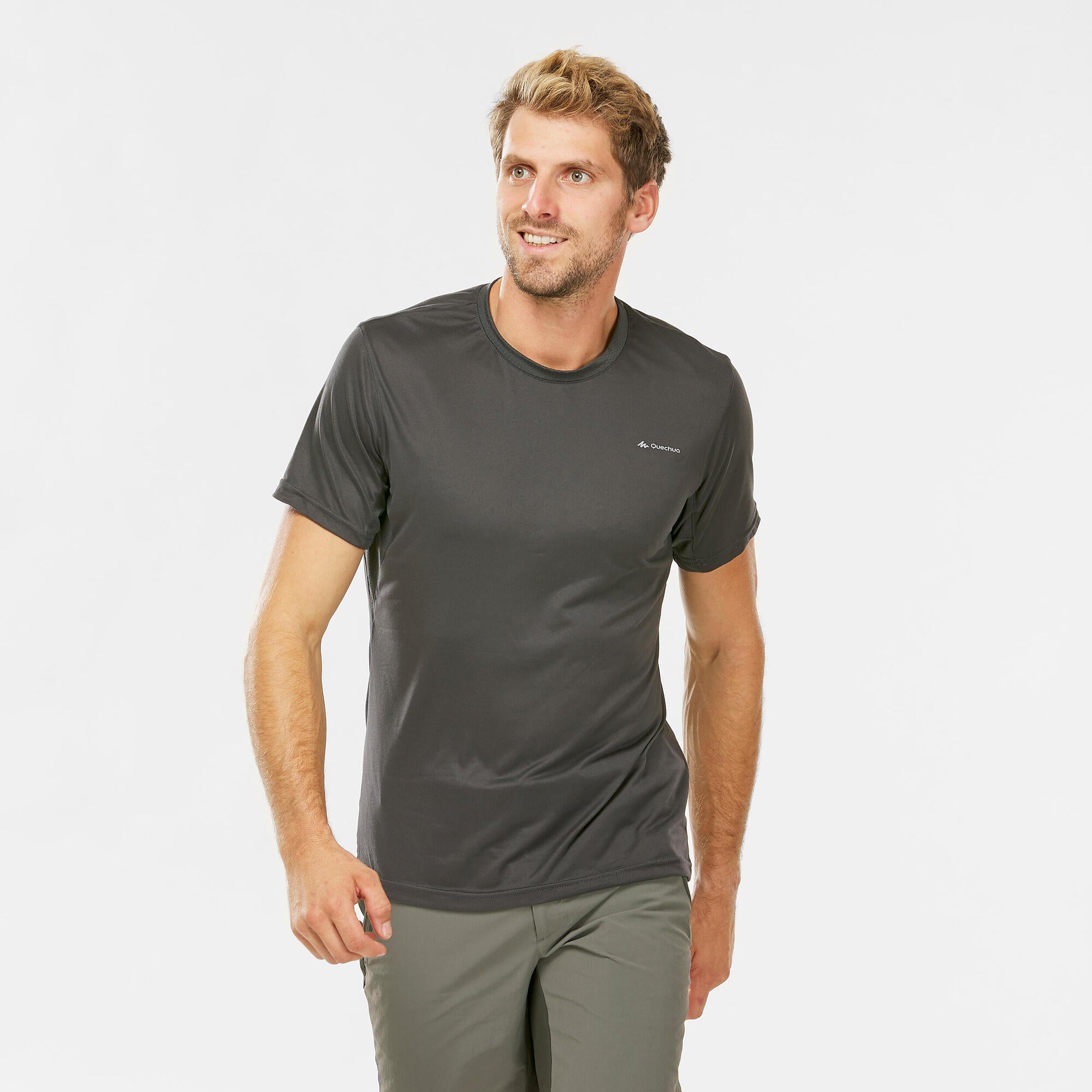 Quechua Men's Hiking Synthetic Short-Sleeved T-Shirt MH100 - Image 2