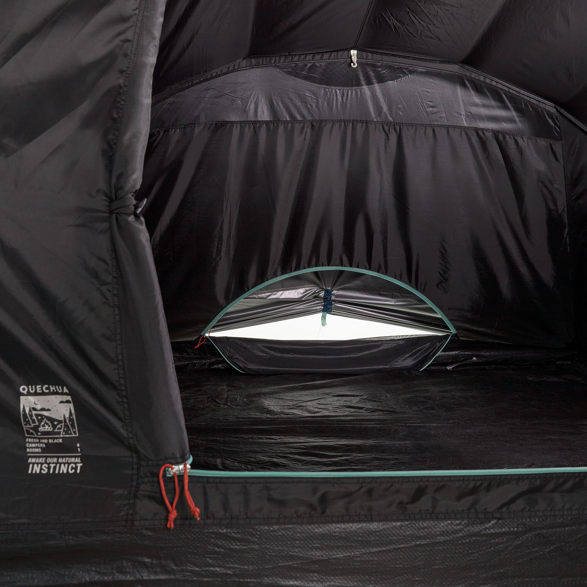 Quechua Arpenaz Fresh & Black Family Camping Tent 4 Person 1 Bedroom - Image 6